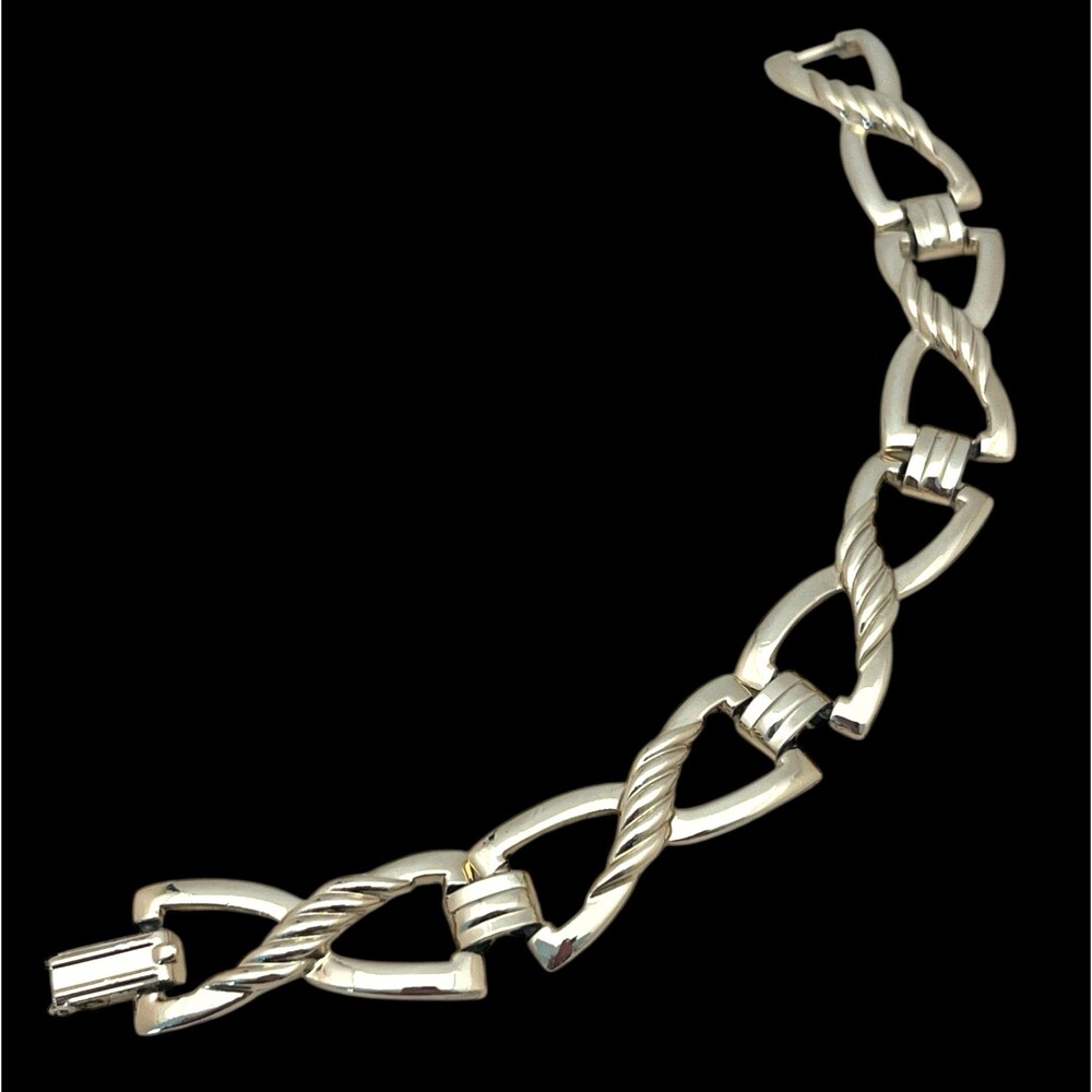 Vintage 1980s Open Link Bracelet Gold Tone Geometric - 2Z